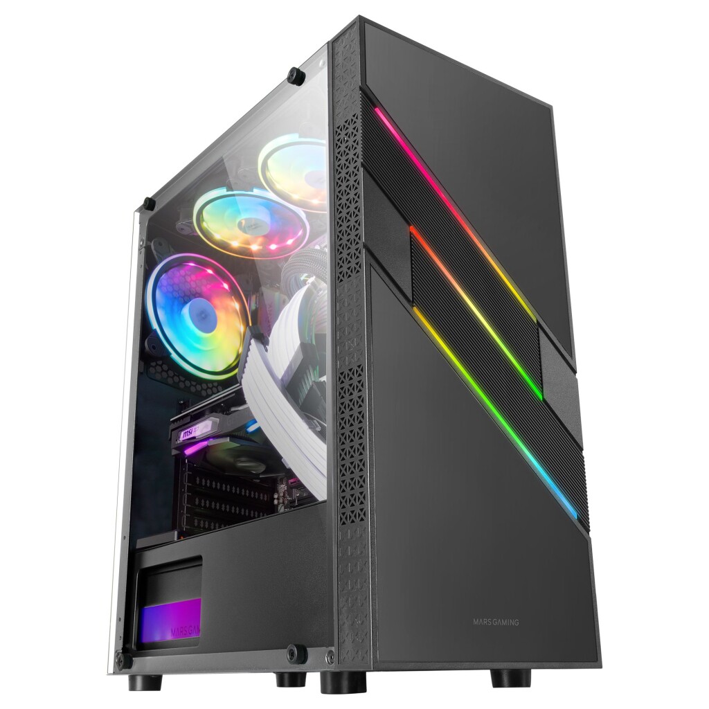 Thumbnail-Caixa MARS GAMING MC-U3 ATX CASE, ARGB FRONT, 12CM ARGB FAN, GLASS, ARGB CABLE, BLACK