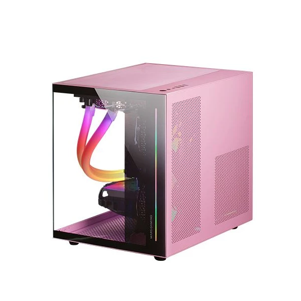 Thumbnail-Caixa MARS GAMING MC-VIEW MICRO-ATX FRAMELESS 90º TEMPERED GLASS, FULL WATER COOLING SUPPORT, PINK