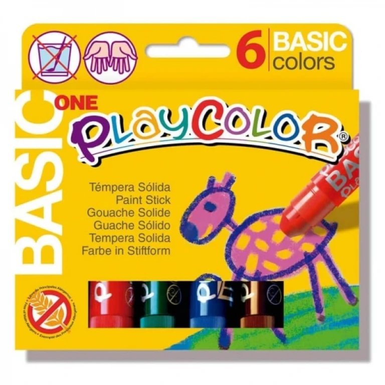 Thumbnail-PlayColor Basic Um pacote de 6 têmperas sólidas – Não amassam o papel – Não precisam de água – Especiais para uso escolar – Cores sortidas