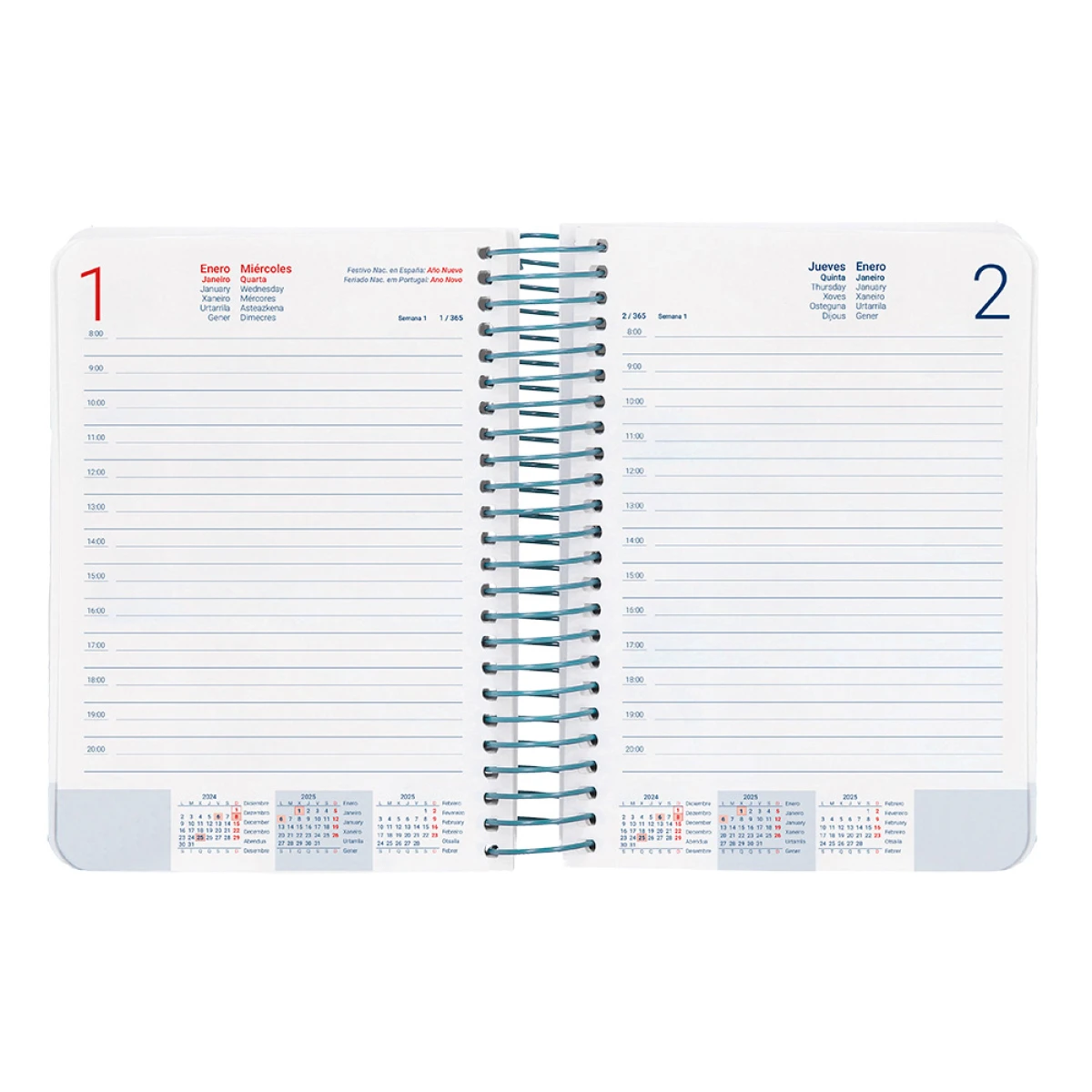 Galery – Agenda espiral liderpapel santorini a6 2025 dia pagina 4 desenhos sortidos papel 60 gr – 8 unidades0