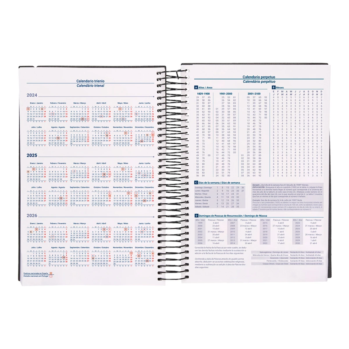 Galery – Agenda encadernada liderpapel olbia a5 2025 dia pagina cor preto papel 60 gr0