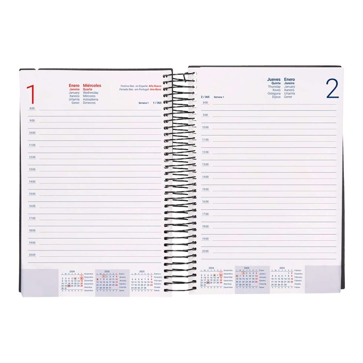 Galery – Agenda encadernada liderpapel olbia a5 2025 dia pagina cor preto papel 60 gr0