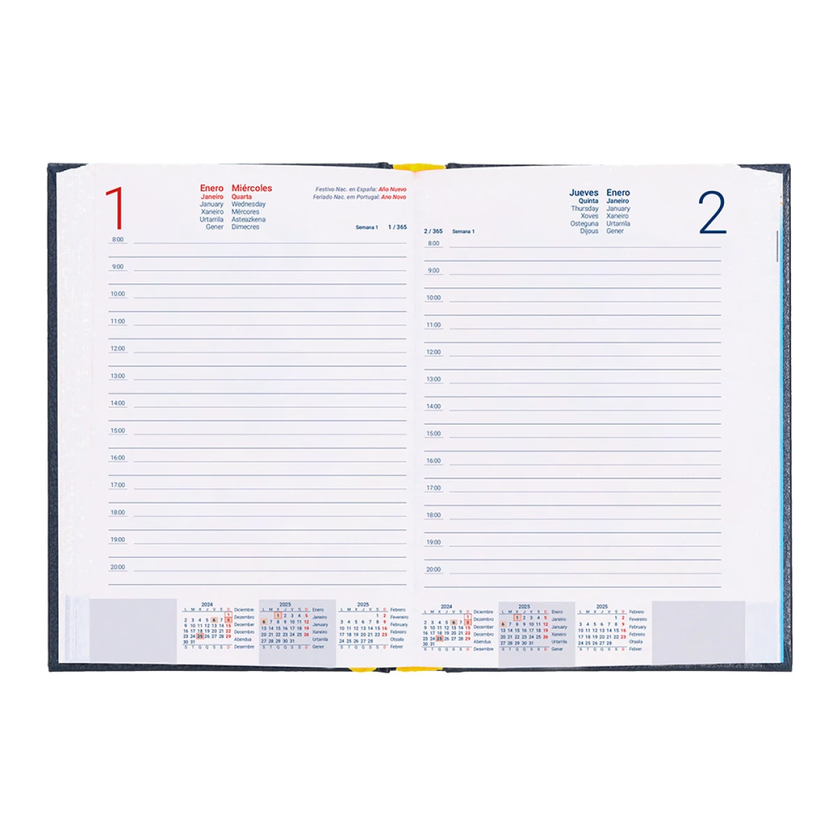 Galery – Agenda encadernada liderpapel corfu a4 2025 dia pagina cor azul papel 60 gr0