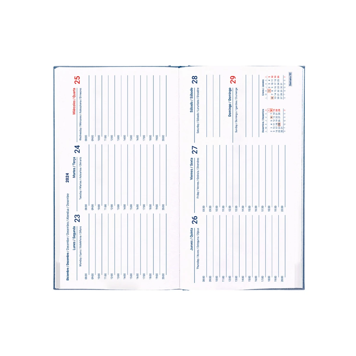 Galery – Agenda encadernada liderpapel creta 8×15 2025 semana vista cor azul papel 70 gr0