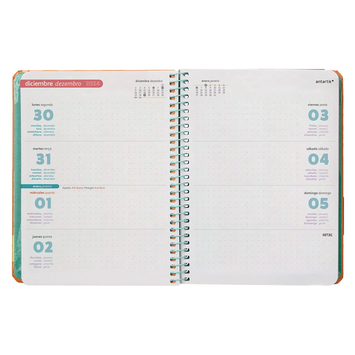 Galery – Agenda encadernada antartik bold a6+ 2025 semana vista cor rosa pessego papel 80 gr0