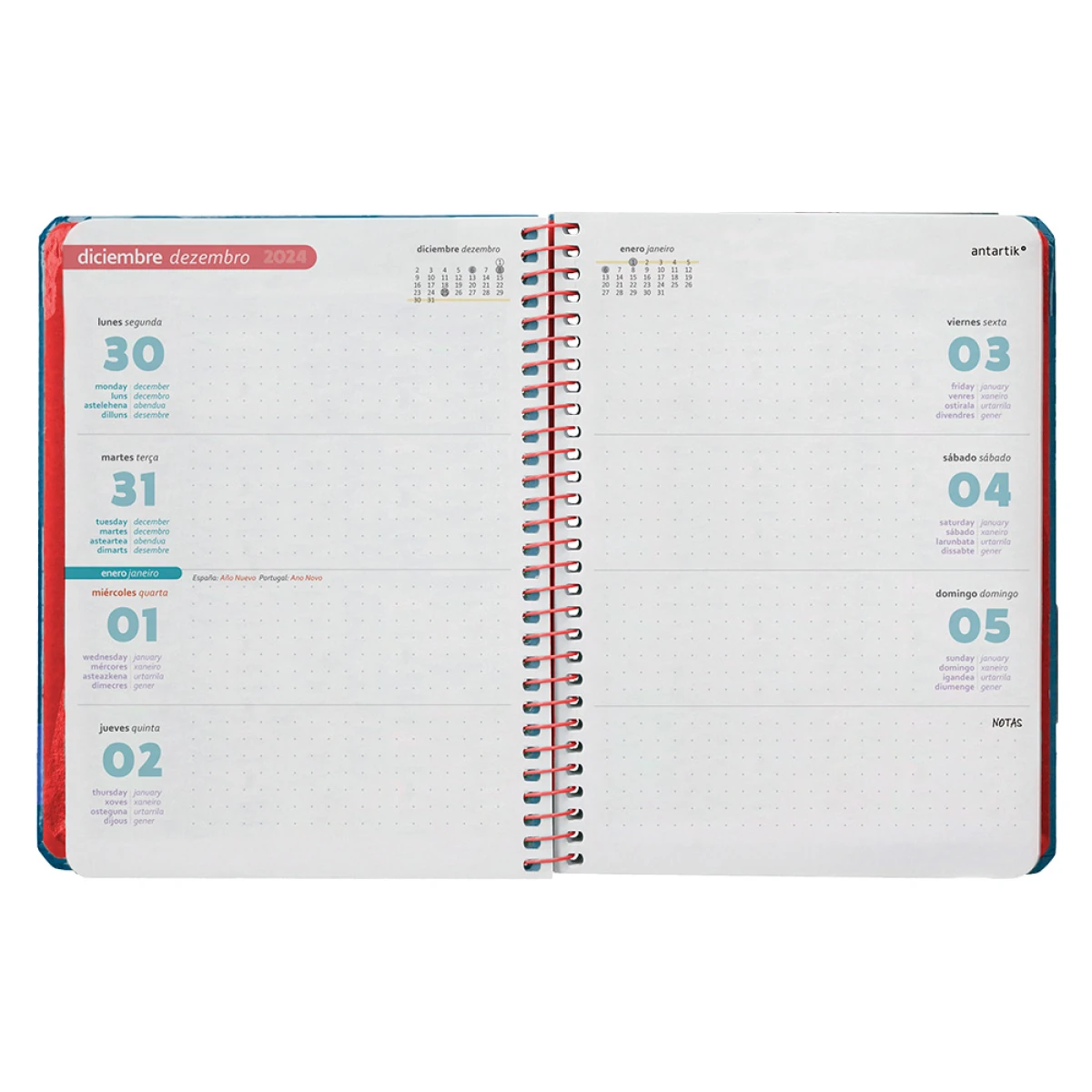 Galery – Agenda encadernada antartik bold a6+ 2025 semana vista cor azul papel 80 gr0