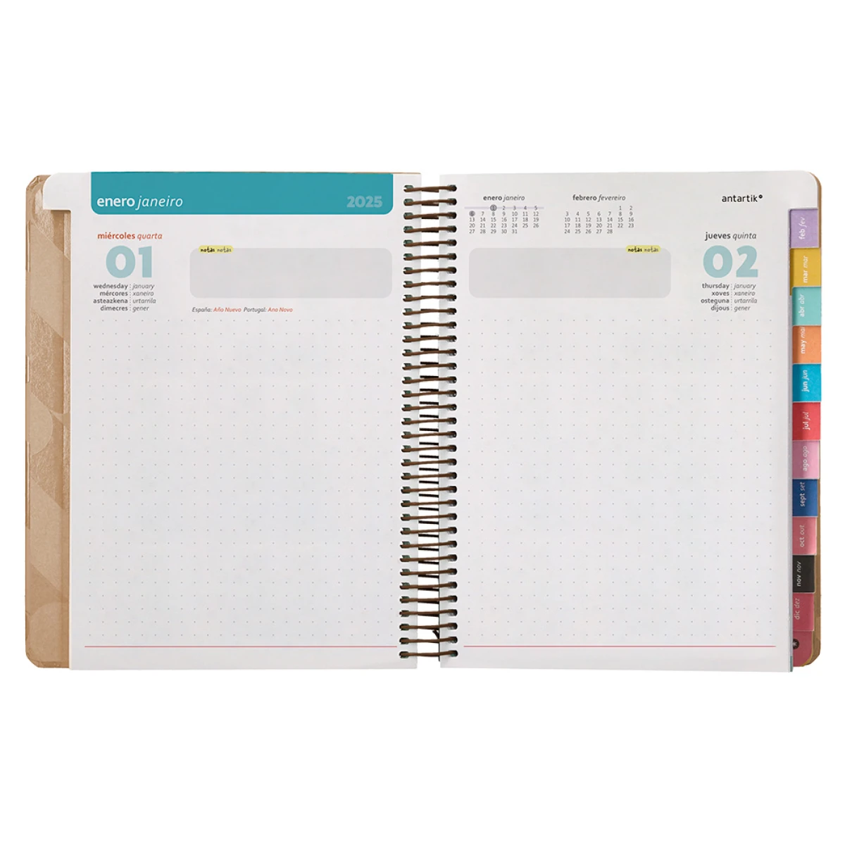 Galery – Agenda encadernada antartik pattern a5+ 2025 dia pagina cor rosa nude papel 80 gr0