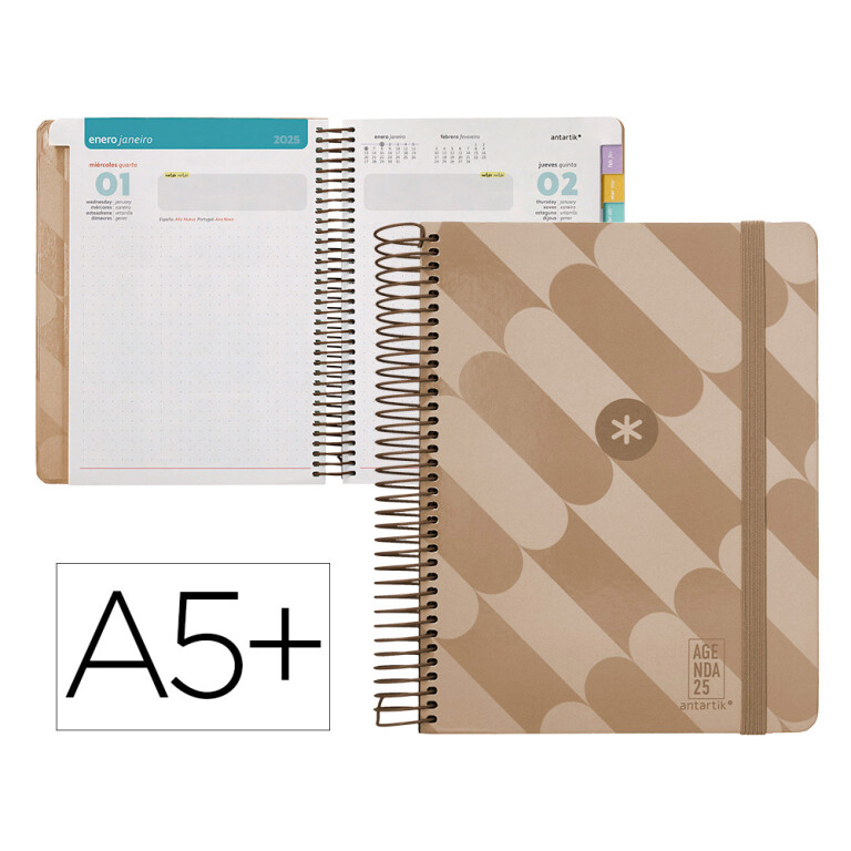 Thumbnail-Agenda encadernada antartik pattern a5+ 2025 dia pagina cor rosa nude papel 80 gr