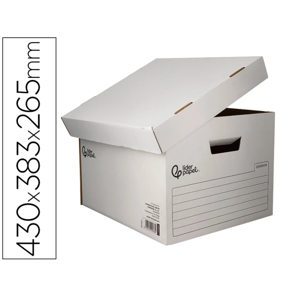 Thumbnail-Cajon liderpapel carton 100% reciclado automatico para 4 cajas archivo def. folio / 5 archivadores a-z 430x383x265 – 5 unidades