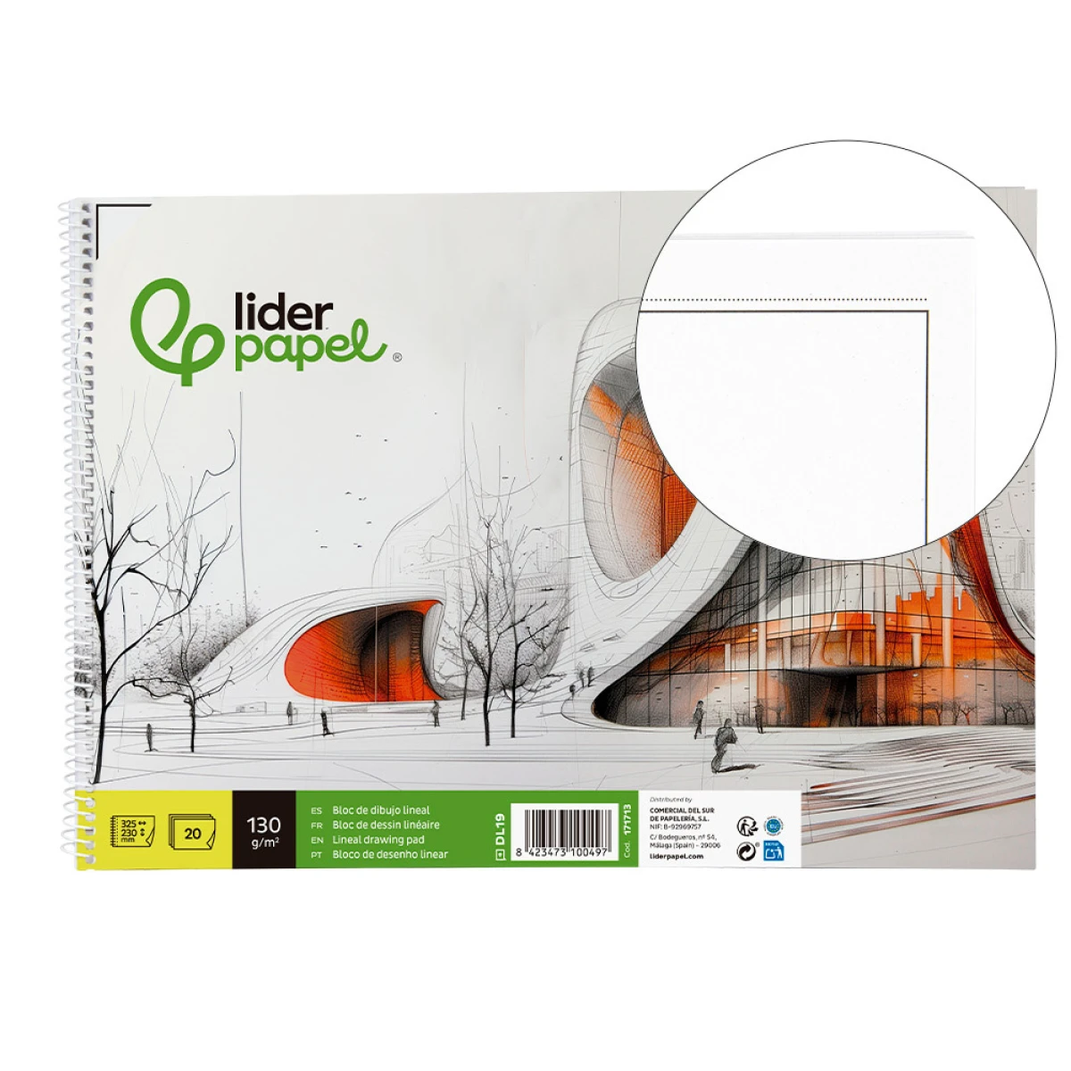 Thumbnail-Bloco de desenho liderpapel linear vanguarda 230x325mm 20 folhas 130 gr com esquadria perfurado – 5 unidades