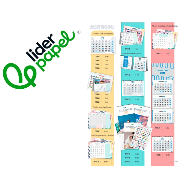 Thumbnail-Calendarios liderpapel 2025 pack de 24 unidades diseños surtidos lote