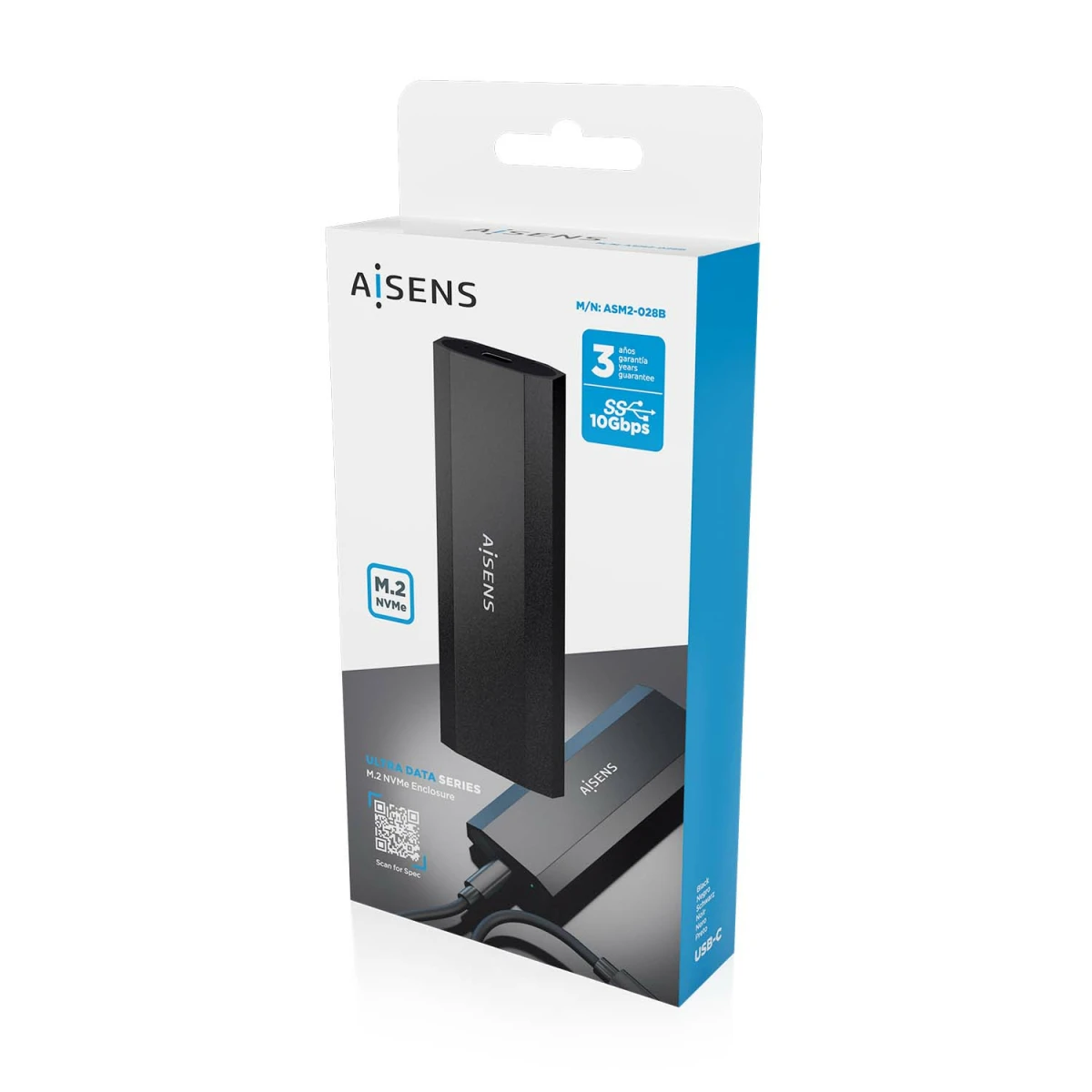 Galery – AISENS ASM2-028B Caixa para Discos Rígidos Compartimento SSD Preto M.20