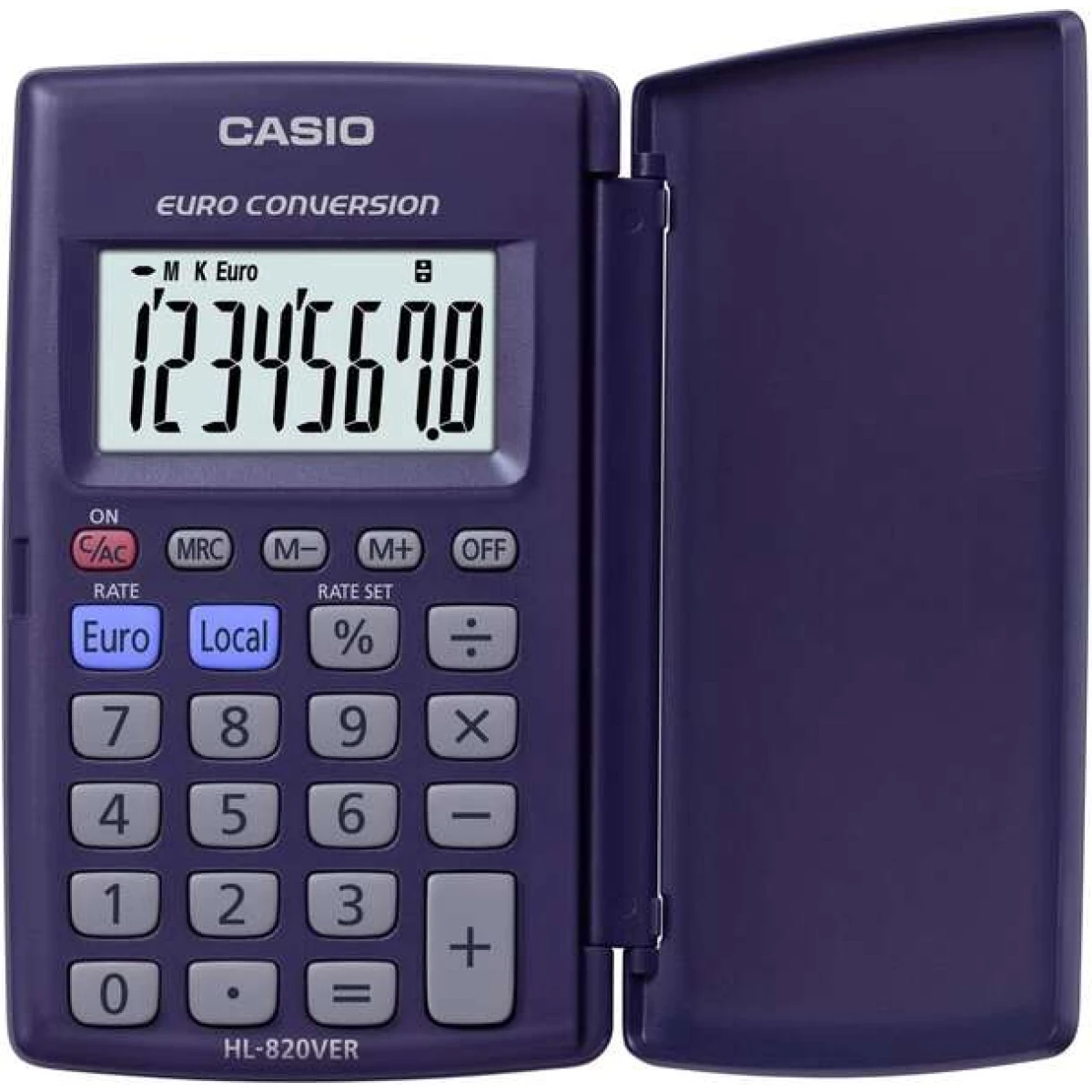 Thumbnail-Calculadora Casio HL820VER com tampa – Função conversor Euro – Tela LCD de 8 dígitos – Cor azul