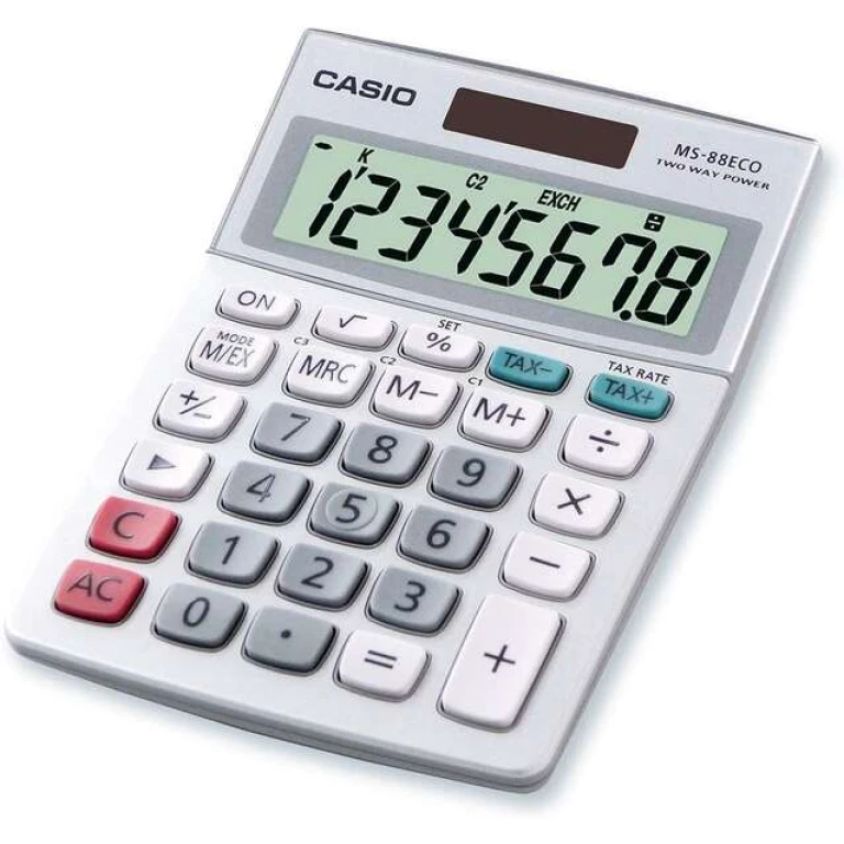 Thumbnail-Calculadora de mesa financeira Casio MS88ECO – Conversão de moeda – Calculadora de impostos – Tela LCD de 8 dígitos – Solar e baterias