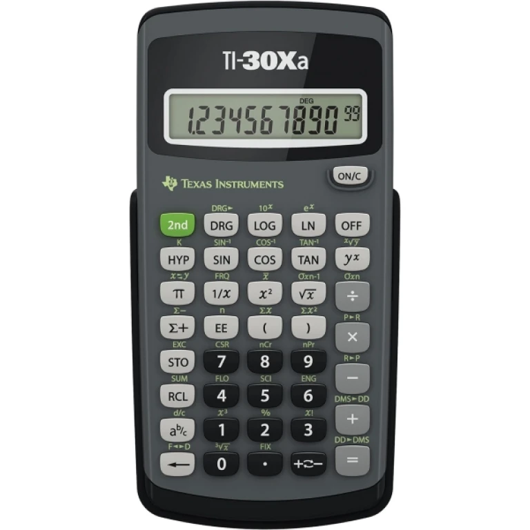 Thumbnail-Tela da calculadora científica Texas Instruments TI-30XA 1 linha de 10 dígitos – frações, decimais-graus, radianos-graus, graus-minutos-segundos etc… – Cor preto/cinza