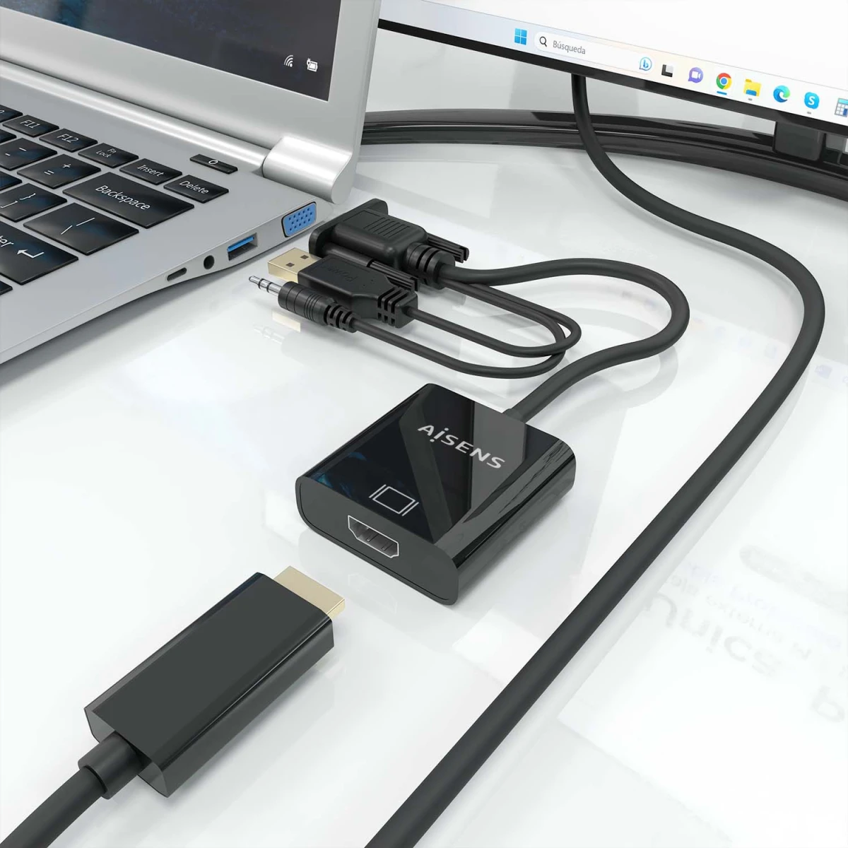 Galery – AISENS A115-0872 adaptador de cabo de vídeo 0,2 m HDMI Type A (Standard) VGA (D-Sub) + 3.5mm + USB Type-A Preto0