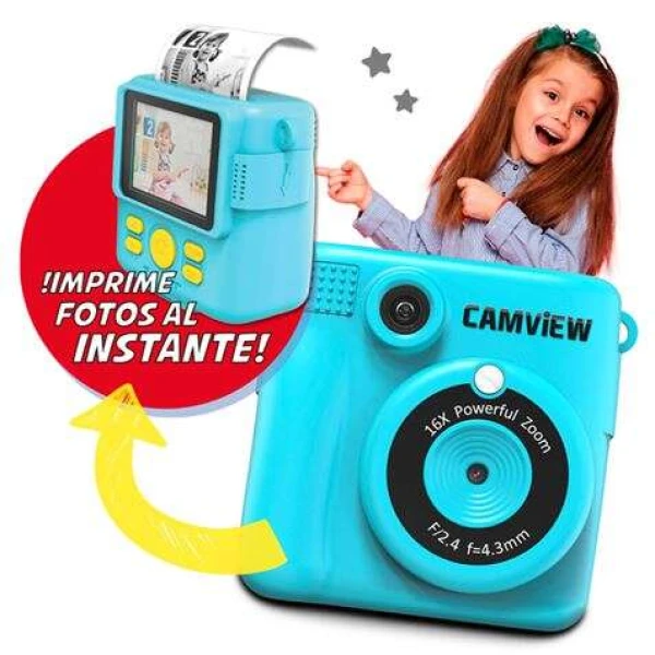 Thumbnail-Tela LED da câmera instantânea Camview Creative de 2,4″ – Impressão instantânea de fotos – Filtros e molduras personalizáveis – Suporta MicroSD – Função de webcam – Inclui 3 rolos de papel térmico e alça – Cor azul