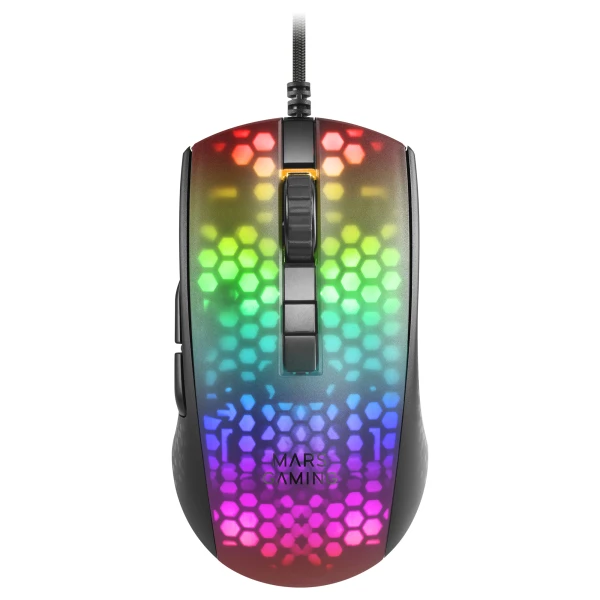 Thumbnail-MARS GAMING MMR BLACK MOUSE, 12800DPI, EXTREME-LIGHT 58G, RGB, PARACORD, SOFT