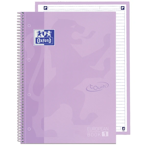 Thumbnail-Oxford School Touch Europeanbook 1 Caderno A4+ 80 Folhas Microperfurado 1 Linha – Capa Extra – Cor Malva