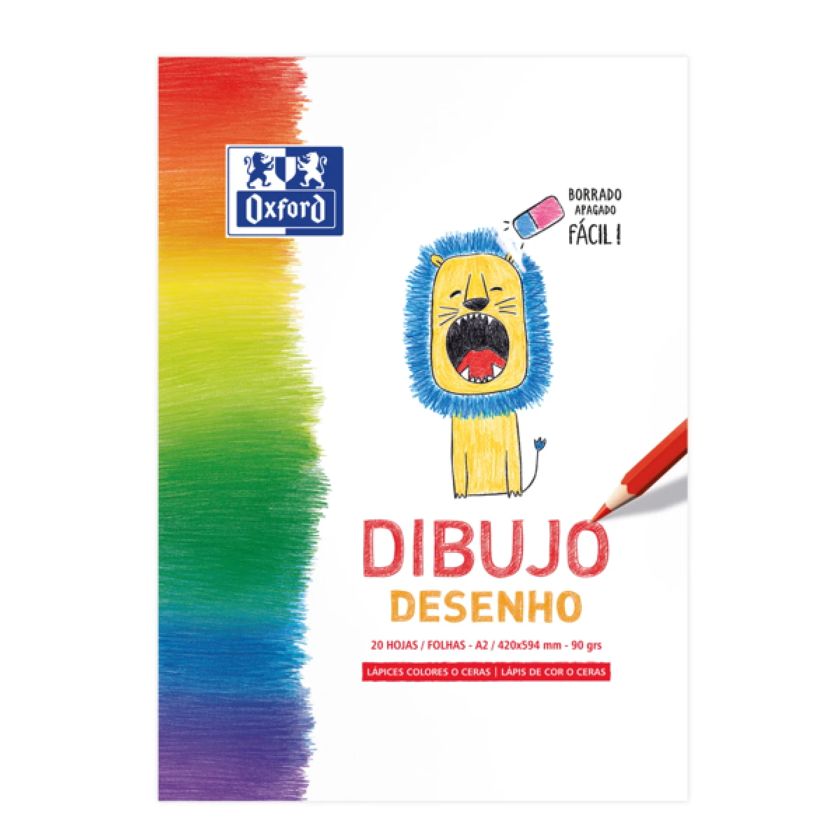 Thumbnail-Oxford Dibujo Infantil/Ocio Bloc Cololado Dibujo A2 – Capa Mole/Capa Traseira Dura – 20 Folhas – 90gr