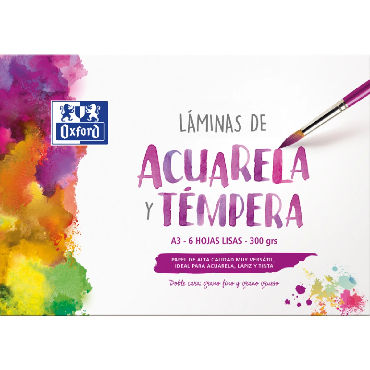 Thumbnail-Pintura Escolar Oxford – Envelope de Folhas Aquarela e Têmpera A3 – 6 Folhas de 300gr – Papel Liso de Alta Qualidade