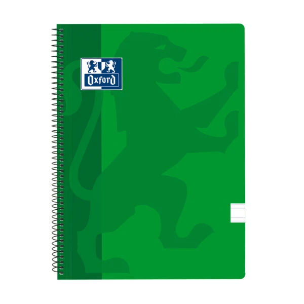 Thumbnail-Oxford School Classic Cuaderno Spiral Cover Fólio de plástico – Regra 3.5 com margem – 80 folhas – Cor verde