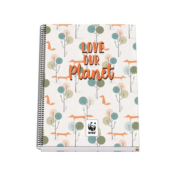 Thumbnail-Caderno espiral de capa dura Dohe A4 – 228x300mm – Capa forrada de papelão com papel impresso em todas as cores e plástico brilhante – Protetores impressos – Espiral metálica preta