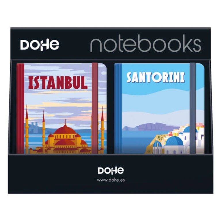 Thumbnail-Expositor Dohe com 12 Cadernos Tamanho A5 – 12x17cm – Inclui Cadernos de Santorini, Monte Carlo, Itália e Istambul – Ideal para Tomar Notas e Organizar Suas Ideias