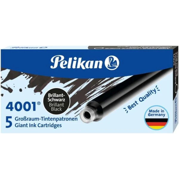 Thumbnail-Pelikan 4001 GTP/5 Pacote de 5 Cartuchos Longos – Tinta de Alta Qualidade – Compatível com Canetas-tinteiro – Cor Preto