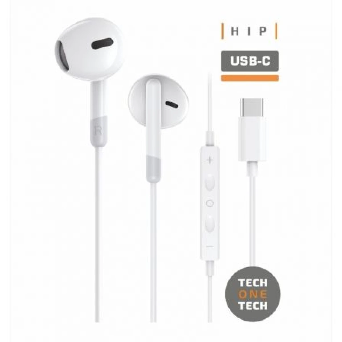 Thumbnail-TechOneTech ear Tech Hip USB-C Auriculares intraurais – Microfone integrado – Assistente de voz – Cabo de 1,20 m