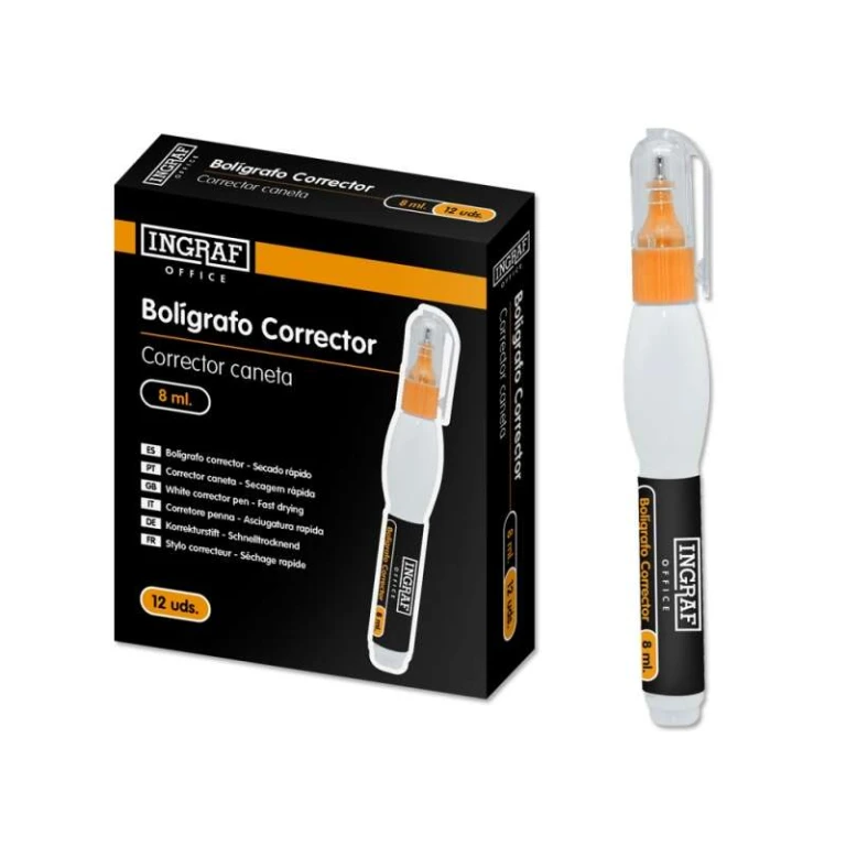 Thumbnail-Corretor Ingraf Boligrafo 8ml – Ponta Metálica Fina – Secagem Rápida – Formato Ergonômico
