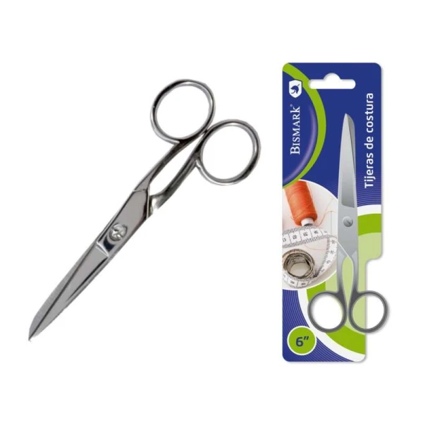 Thumbnail-Tesoura de Costura Bismark em Aço Inox 15,2cm – Fixação por Parafuso – Pressão Constante entre Lâminas – Apresentação em Blister – Cor Prata