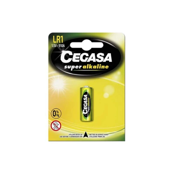 Thumbnail-Cegasa Super Alcalina LR1 Pacote de 1 Bateria LR1 1,5V – Alta Tecnologia – Confiabilidade – Alto Desempenho – Máximo Desempenho