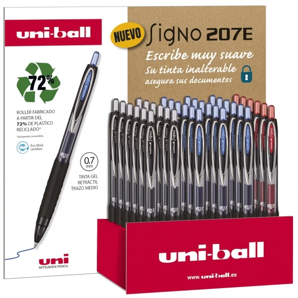 Thumbnail-Uni-ball Signo 207E Expositor de 36 Canetas de Tinta Gel – Esferográfica 0,7mm – Punho de Borracha Antifadiga – Tinta à Prova de Manipulação – Cores Sortidas