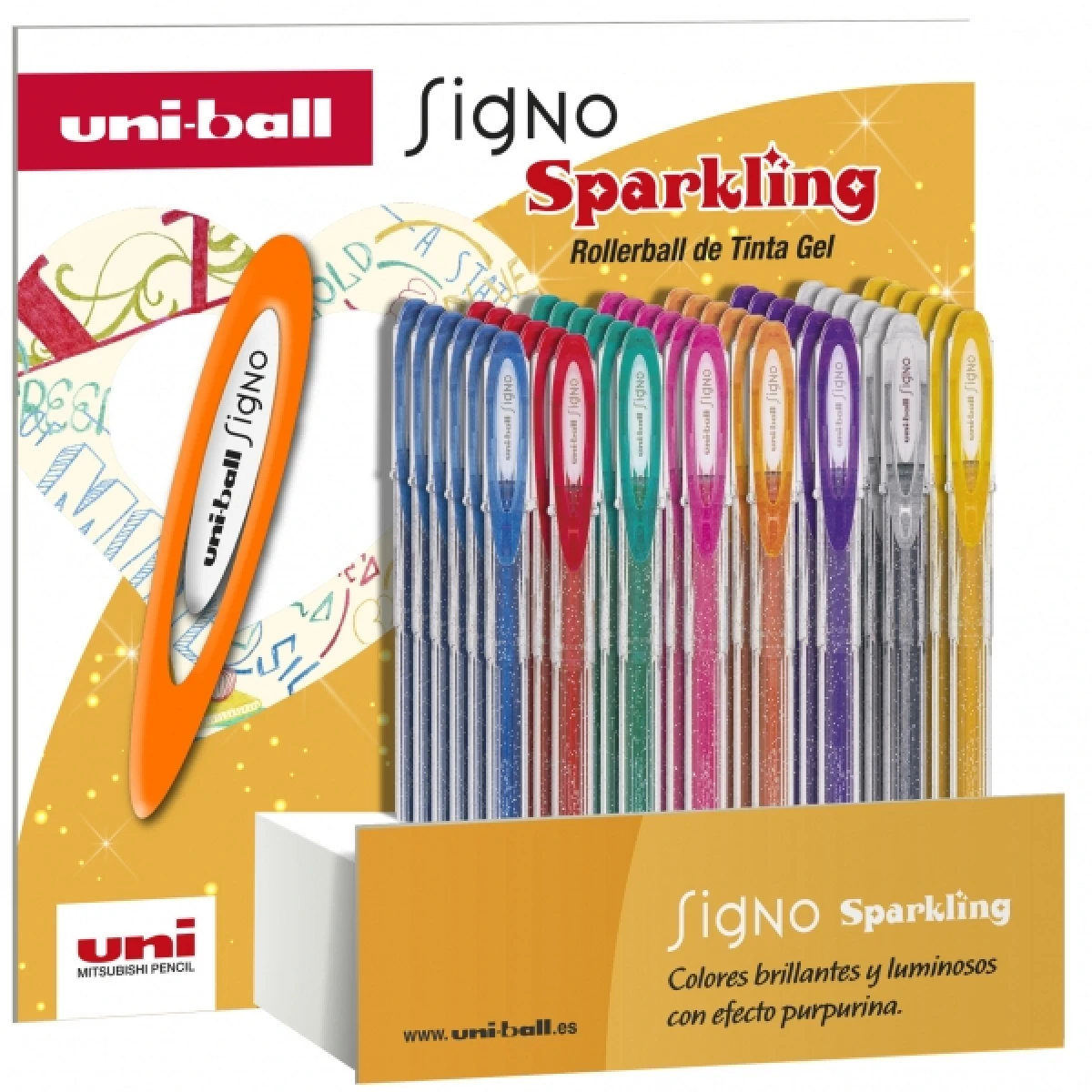 Thumbnail-Uni-ball Signo Sparkling Expositor de 48 Canetas de Tinta Gel – Esferográfica 1mm – Tinta Pigmentada Resistente à Água e Luz – Cores Sortidas