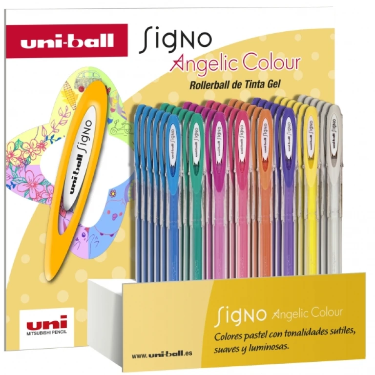 Thumbnail-Uni-ball Signo Angelic Expositor de 48 Rolos de Tinta Gel – Ponta Esferográfica 0,7mm – Tinta Resistente à Água e Luz – Escreva em Papel Preto e Branco – Cores Sortidas