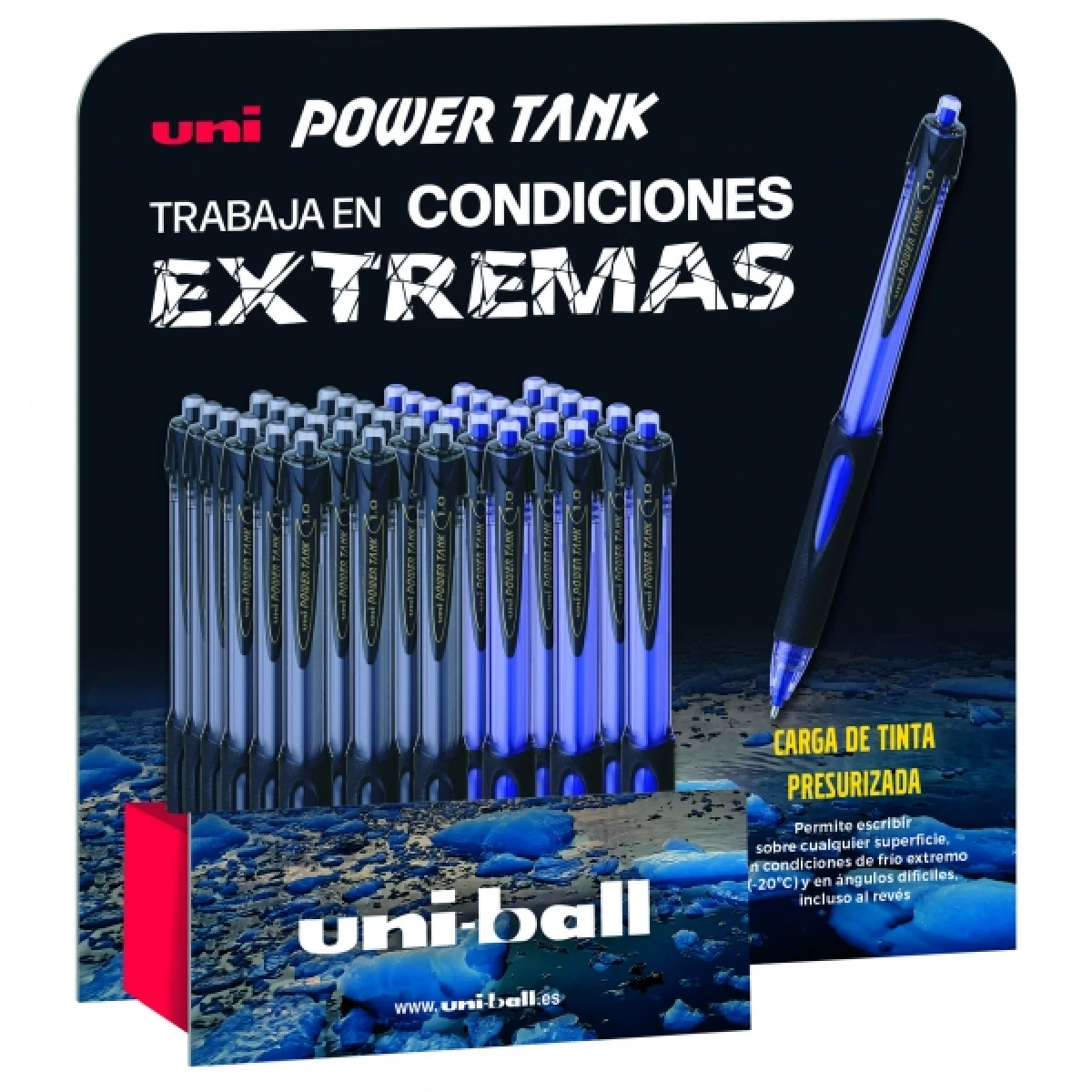 Thumbnail-Uni-ball 220 Power Tank Expositor de 36 canetas – Ponta esferográfica de 1 mm – Carga pressurizada – Escreve em qualquer superfície – Suporta temperaturas extremas – Cores sortidas