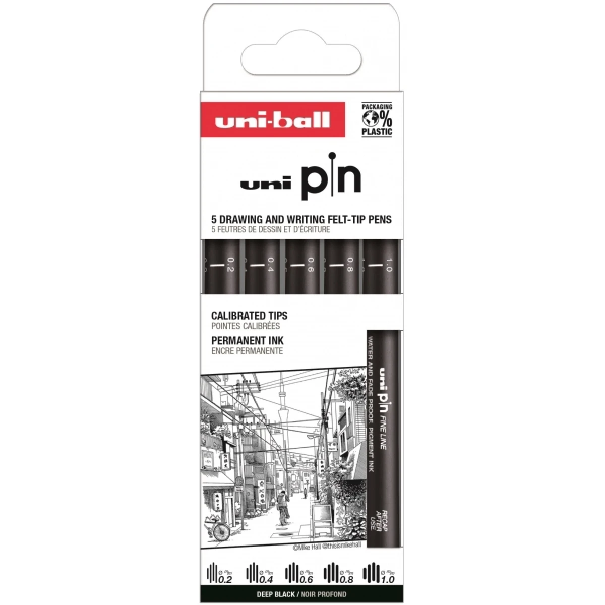 Thumbnail-Uni-ball Uni Pin Classic II Pacote de 5 Marcadores Calibrados 0,2, 0,4, 0,6, 0,8 e 1,0 – Ponta Poliacetal – Tinta Pigmentada Resistente à Água e Luz – Cor Preto