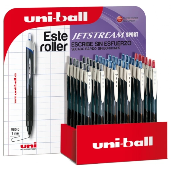 Thumbnail-Uni-ball JetStream Sport Expostor de 36 Canetas Retráteis – Esferográfica de 1mm – Tinta Pigmentada Resistente à Água e Luz – Secagem Instantânea – Cores Sortidas