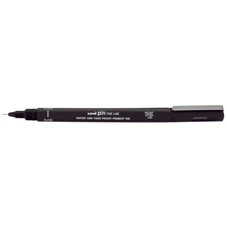 Thumbnail-Marcador Calibrado Uni-ball PIN005 – Ponta Poliacetal 0,05mm – Tinta Pigmentada Resistente à Água e Luz – Cor Preto