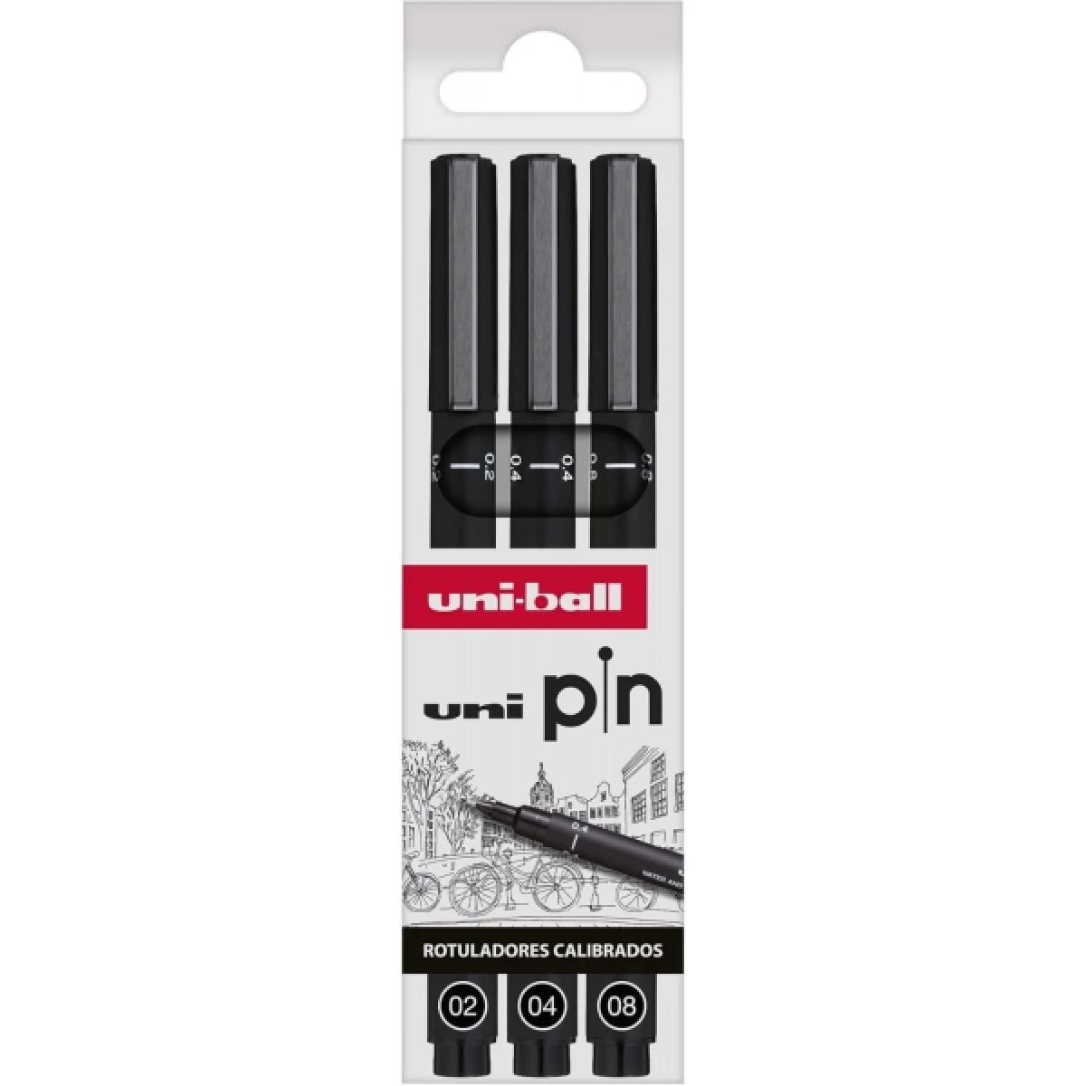 Thumbnail-Uni-ball Uni Pin Pacote de 3 Marcadores Calibrados 0,2, 0,4, 0,8 – Ponta Poliacetal – Tinta Pigmentada Resistente à Água e Luz – Cor Preto