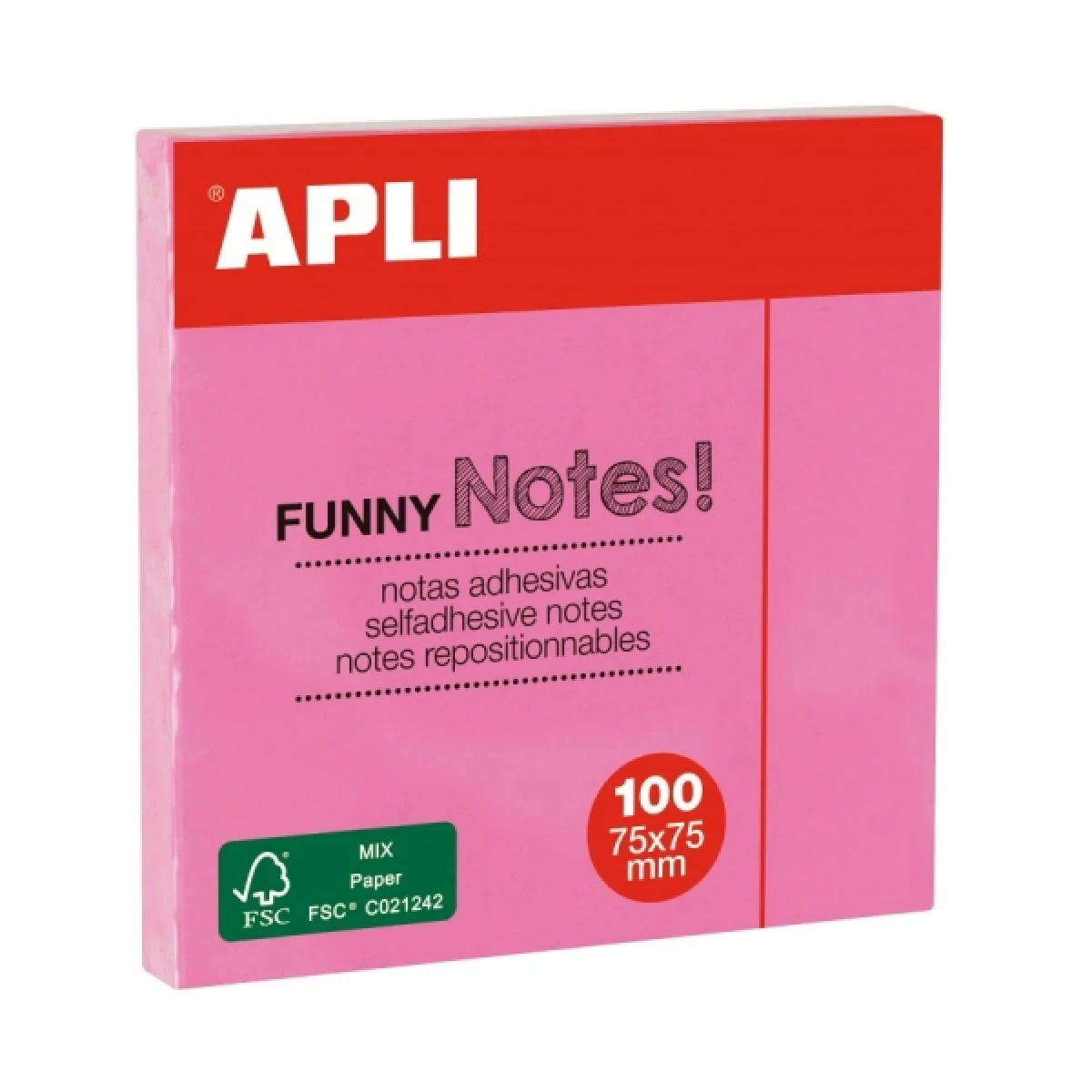 Thumbnail-Apli De Notas Adhesivas – 100 Folhas – Papel Certificado FSC – Adesivo Reposicionável – Cor Rosa
