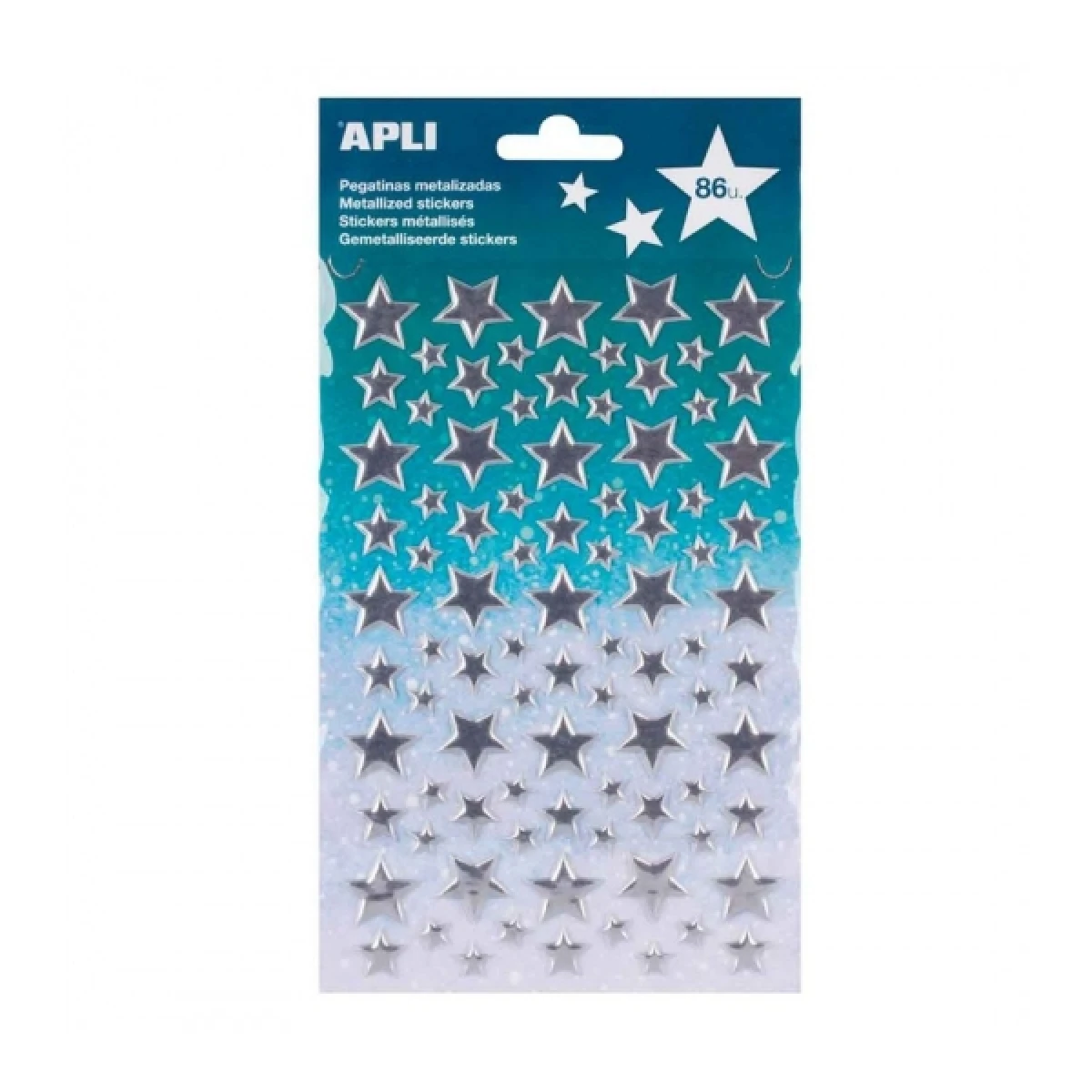 Thumbnail-Appli Bolsa de Pegatinas Silver Star Metallic – Adesivo Permanente – Ideal para Scrapbooking – Decoração Versátil – Estimula a Criatividade Infantil – Cor Prata