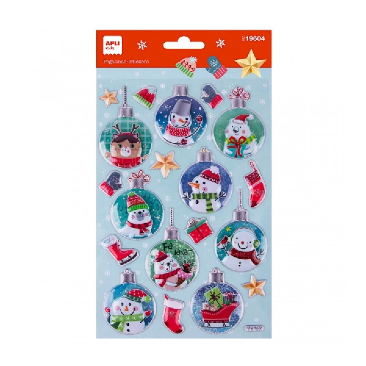 Thumbnail-Bolsa de adesivos de Natal App Bola de boneco de neve – Adesivo permanente – Desenhos variados – Ideal para decorar presentes e cartões – Estimula a criatividade e a psicomotricidade fina