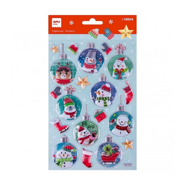 Thumbnail-Bolsa de adesivos de Natal App Bola de boneco de neve – Adesivo permanente – Desenhos variados – Ideal para decorar presentes e cartões – Estimula a criatividade e a psicomotricidade fina