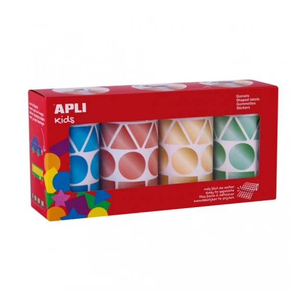 Thumbnail-Apli Pacote de 4 Rolos de Gomas Geométricas Metalizadas Diversas – 4.324 Gomas – Fácil de Separar – Ideal para Viveiros – Alta Qualidade e Segurança – Cores Sortidas