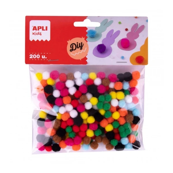 Thumbnail-Apli Pacote de 200 Mini Pom Poms Ø 8mm – Ideal para Artesanato Escolar e Oficinas Infantis – Estimula a Imaginação e Criatividade Infantil – Cores Sortidas