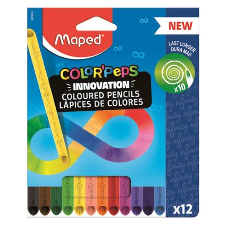 Thumbnail-Maped Color`Peps Infinity Pacote de 12 lápis de cor de longa duração – Feito totalmente meu – Cores sortidas