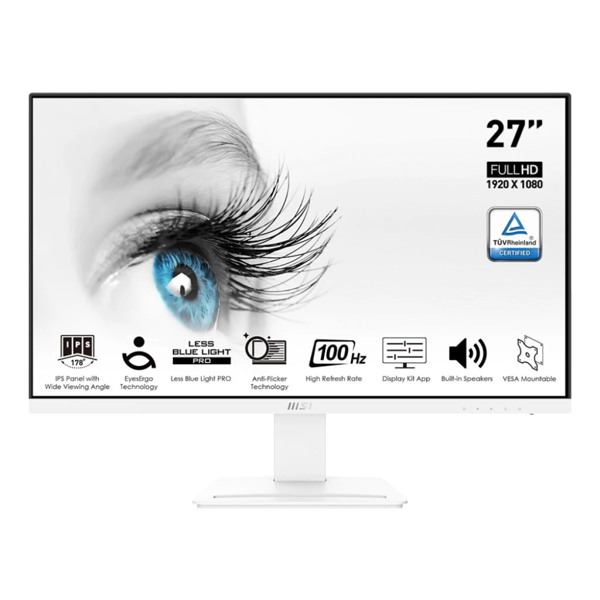 Thumbnail-Monitor MSI PRO MP273AW 27″FHD 100Hz 1ms Frameless IPS,A.Glare,L.B.Light,HDMI,DP,VGA,C/Col2x2W White