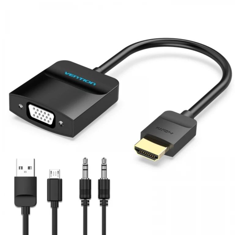 Thumbnail-Vention Conversor HDMI Macho para VGA Fêmea com Jack 3,5mm – 0,15m – Cor Preto